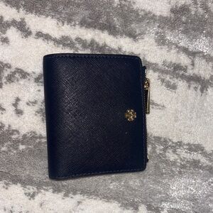 Tory Burch Navy Wallet with Gold Accents